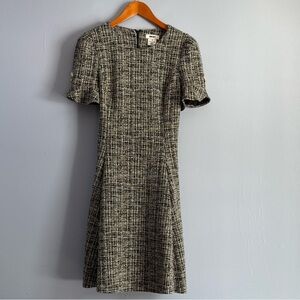 DKNY Tweed-Style Knit Fit & Flare Dress w/ Pockets – Size 8